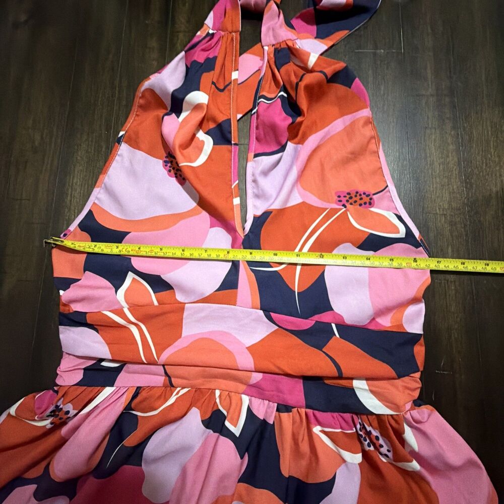 SHEIN Print Halter Cutout Maxi Dress Women's Size Large Y2K Boho Beachy - Picture 4 of 9